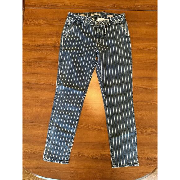 Mavi‎ Jeans Sz 27 Selina Mid Rise Chino Blue White Stripe NWT - Picture 1 of 9